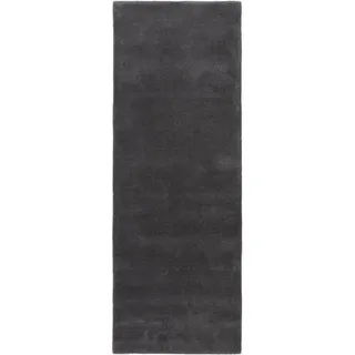 benuta Nest Wollteppich-Läufer Bent Anthrazit 80x250 cm , Textil , Beton Optik , Rechteckig , 80x250 cm , Gots , pflegeleicht , Teppiche und Böden, Teppiche, Teppichläufer, Läufer
