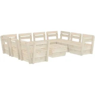 SYFAXTM 9-tlg. Garten-Paletten-Lounge-Set Imprägniertes Fichtenholz - Beige, Bunt