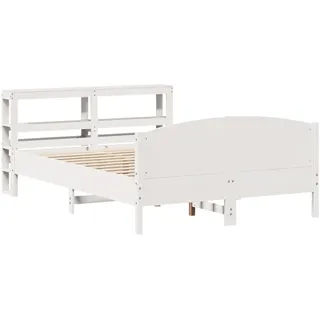 vidaXL Massivholzbett ohne Matratze Weiß 120x200 cm Kiefernholz - Weiß
