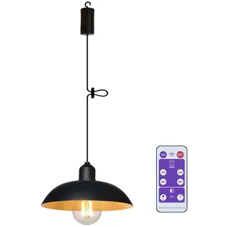 YIKEGE LICHT Industrie Hängelampe mit Batterie Fernbedienung Akku Hängeleuchte Deckenlampe ohne Strom Batteriebetriebene Außen Laternen Lampions für Pavillon Garten Balkon Weihnachten Deko Geschenk