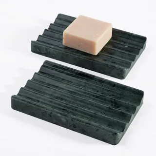 2 Stück Marmor Seifenschale, Seifenhalter mit Ablauf, Seifenablage Waschbecken, Kreative Seifenschalen aus Naturmarmor, Soap Dish für Badezimmer, Badewanne Küche & Zähler, Grün