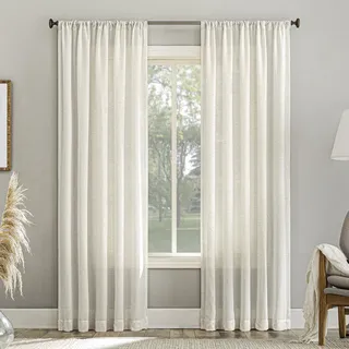 No. 918 Amalfi Vorhang, Leinen-Mischgewebe, halbtransparent, 137,2 x 213,3 cm, Perlweiß