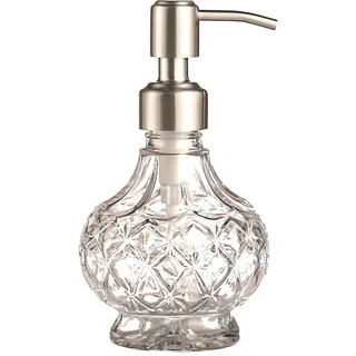 YunNasi Seifenspender mit Edelstahlpumpe, klares Kristalldesign, Vintage und elegant, nachfüllbare flüssige Handseifenschale, Seifenspender für Badezimmer-Theke, Küchenspüle (Stil 1)