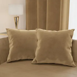 Petti Artigiani Italiani - 2 Sofakissen aus Samt mit Füllung, Kissenbezüge für Schlafzimmer, Möbelkissen aus Samt mit verdecktem Reißverschluss, Taupe, 2 Stück - 30 x 30 cm