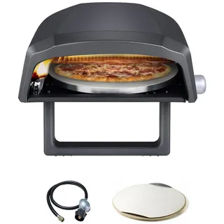 Wintem Gas-Pizzaofen mit 360°-Drehplatte für gleichmäßiges Kochen – Doppelbrenner 4000 W bis zu einer Temperatur von 500 °C