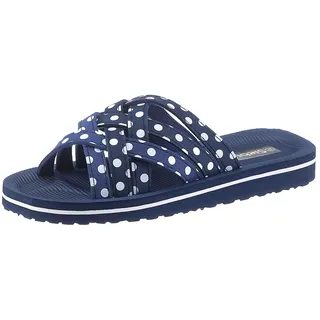 Badepantolette CLASSIC BASICS, Damen, Gr. 38, blau (marine), Synthetik, Schuhe Badepantolette