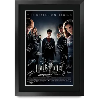 HWC Trading Orden des Phönix Harry Potter Die Cast Daniel Radcliffe Emma Watson Rupert Grint Geschenke Printed Poster Autogramm Bild für Film-Memorabilia Fans Signed - A3 Eingerahmt
