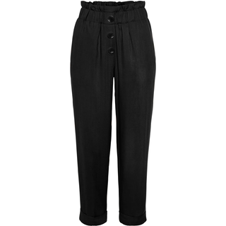 Paperbag-Hose LASCANA, Damen, Gr. 38, N-Gr, schwarz, Twill, Obermaterial: 100% Viskose, unifarben, figurumspielend 7/8-Länge, Hosen Paperbag-Hose, mit Zierknöpfen und Elastikbund, leichte Hose, gekrempelter Hosensaum, Topseller