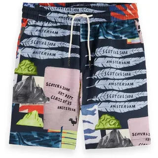 Scotch & Soda All-over Printed Kurze Hose - Art Dept Collage Anthracite - 4 Jahre