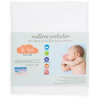 Matratzenschoner aus Baumwolle für Babykrippe | 70 x 140 cm | Wasserdicht | Atmungsaktiv | mit Gummi verstellbar | Anti bakteriell | 1 Stück|
