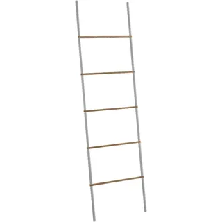 Gedy Kenta Handtuchhalter, Leiter, Matt-Weiß, Bambus und Metall, 45 x 2,1 x 161 cm