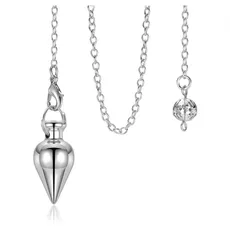 CrystalTears Pendel esoterik Tropfen Anhänger mit Kette Silber Pendulum aus Kupfer Spirituell Radiästhesie Wünschelrute für Divination Reiki Heilung Meditation
