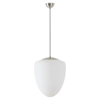 OSMONT AST45509 ASTRA P Hängeleuchte aus Glas, Edelstahl gebürstet / weiß, IP40, 150 W, E27