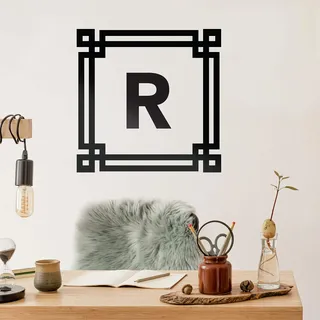 RoomMates RMK4763GM Geometrisches Serifenloses Monogramm Wandaufkleber zum Abziehen und Aufkleben, Schwarz