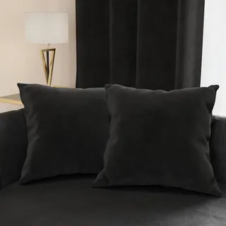 Petti Artigiani Italiani - 2 Sofakissen aus Samt mit Füllung, Kissenbezüge für Schlafzimmer, Möbelkissen aus Samt mit verdecktem Reißverschluss, Schwarz, 2 Stück - 30 x 30 cm