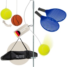 PHIBER-SPORTS Twistball Set [2023 Verbessertes Modell] - Langlebig Dank verbesserter Teile - Swingball für Kinder & Erwachsene - Tennisball an Schnur, Tennis Trainer Spiel Garten & Outdoor