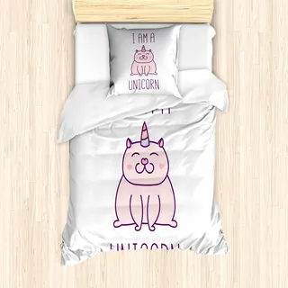 ABAKUHAUS Einhorn-Katze Mantele, Kätzchen, Milbensicher Allergiker geeignet mit Kissenbezügen, 135 cm x 200 cm - 80 x 80 cm, Baby-Rosa Lila - Lila