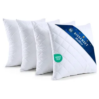 Amazinggirl Kopfkissen 45x45 cm - Kissen Allergiker Schlafkissen Polster Pillow Made in EU und Pillows for Sleeping 45 x 45 Bett Kissens für Schlafen Oeko-Tex Weiß - 4 Stück