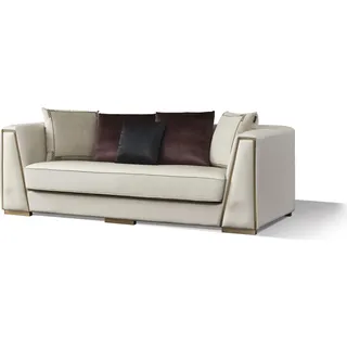 Leder Sofa Couch Polster Garnitur 3+2 Sitzer Couchen Sofas Garnituren Medusa Neu - Beige