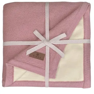 DIKOS® warme Babydecke Winter Altrosa | kuschelweiche Winterdecke Baumwolle/Velours Oeko-TEX | Kinderwagendecke mit Bordüre für Baby Mädchen | Erstausstattung Neugeborenen Decke | Geschenk zur Geburt