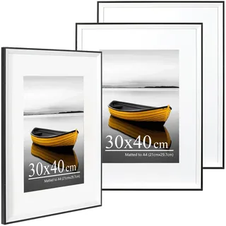 Baoee 30×40cm Schwarz Weiß Bilderrahmen,3er Set,30×40cm Rahmen,Posterrahmen