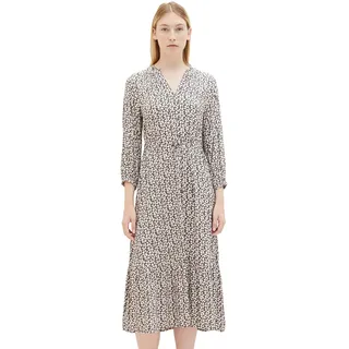TOM TAILOR Damen 1037922 Maxikleid mit Muster & Bindedetail, 33766-grey floral Design, 38
