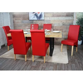 6x Esszimmerstuhl Lehnstuhl Stuhl M37 Kunstleder matt, rot, helle Füße - Rot
