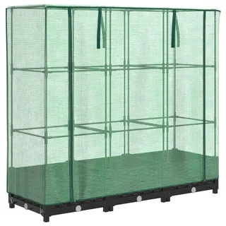 vidaXL Hochbeet mit Gewächshausabdeckung Rattanoptik 120x40x123 cm - Schwarz