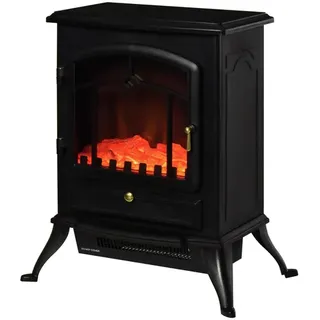 Homcom Elektrokamin Kaminofen Flammeneffekt 1000/2000W Überhitzungs-Schutz Schwarz 45x28x54 cm