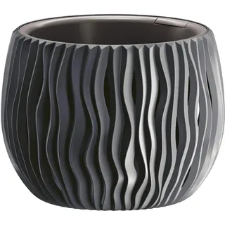 Prosperplast Sandy Blumentopf mit Innentopf Übertopf Kunststoff (180 mm Durchmesser, Anthrazit)