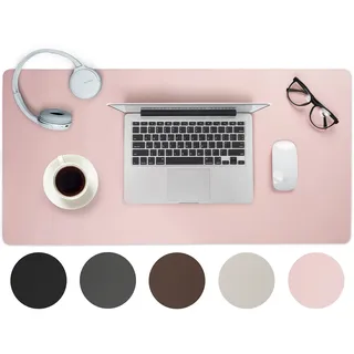 Sidorenko Schreibtischunterlage PU Leder 60x35cm - rosa - Schreibtisch Unterlage mit Vernähte Kanten - Rutchfeste Unterlagenmatte - Große Schreibunterlage - Mauspad XXL - Desk Mat