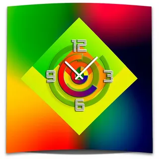 Wanduhr XXL 3D Optik Dixtime gruen rot blau 50x50 cm leises Uhrwerk GQ-009 - Bunt