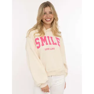 Zwillingsherz Hoodie Neon-Print Beige