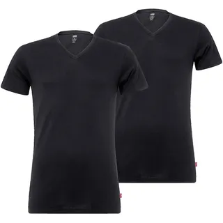 Levi's Herren T-Shirts, Vorteilspack - V-Ausschnitt, Kurzarm, einfarbig Schwarz M