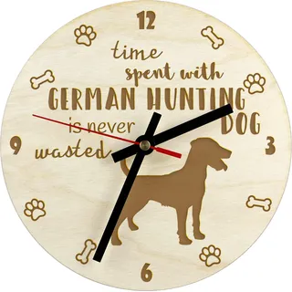 Deutscher Jagdhund - Uhr mit Hund, Holzuhr mit Gravur, personalisierte Uhr von Art-Dog
