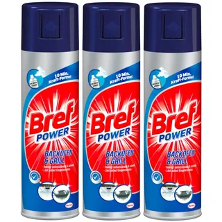 Bref Power Backofen & Grill (3 x 500 ml), Backofenreiniger mit Aktivschaum, entfernt selbst hartnäckigste Verkrustungen