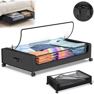 Unterbettbox - Aufbewahrungsbox mit Rollen - Großes Fassungsvermögen - Staubdicht - Oxford-Gewebe - 78×43×13,5 cm - 1 Stück - Hellgrau