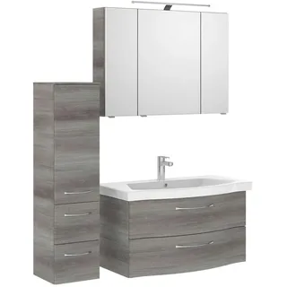 Pelipal Badezimmer , Graphitfarben , Holzwerkstoff , 4-teilig , 8 Fächer , 2 Schublade(n),insgesamt: 4 Schublade(n) Schubladen , 128 cm , Made in Germany , hängend, Typenvielfalt , Badezimmer, Badmöbelsets & Badmöbelserien, Badmöbel-Sets