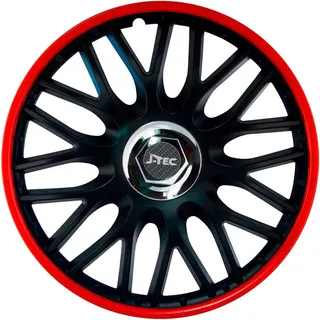 j-tec Satz J-Tec Radzierblenden Orden R 14-Zoll Schwarz/Rot + Chrom Ringe