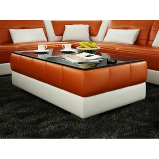 Sofatisch Design Tisch Wonzimmer Glas Leder Couch Sofa Beistell Kaffee Tische - Orange