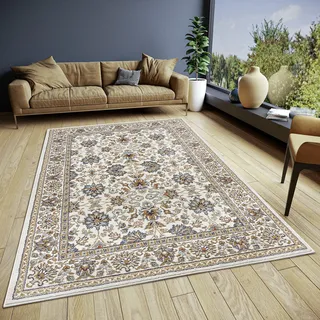 HANSE HOME Saraceni Orient Teppich – Läufer Orientalisch klassisch dicht gewebt mit Ornamenten und Blumenmotiven Weicher Kurzflor für Schlafzimmer, Esszimmer, Wohnzimmer, Flur – Creme, 140x200cm