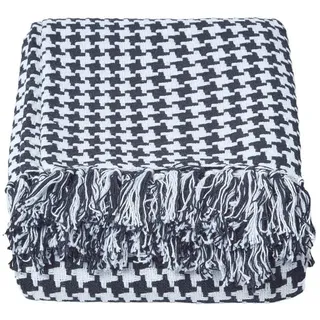 Homescapes - Sofaüberwurf mit Hahnentrittmuster, schwarz-weiß, 150 x 200 cm,