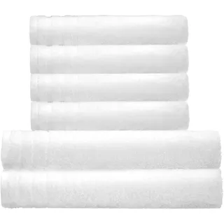 Kleine Wolke Handtuch Set »Royal, 6 Stück (4 Handtücher 50/100 cm + 2 Duschtücher 70/140 cm)« Set 6 Stk. Frottier Uni Farben, mit Bordüre, weich, in verschiedenen Sets erhältlich, weiß