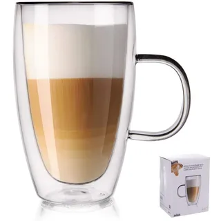 ORION Teeglas Kaffeeglas Doppelwandiges Doppelwandige Gläser Thermoglas für KAFFEE Latte Cappuccino Tee 300 ml