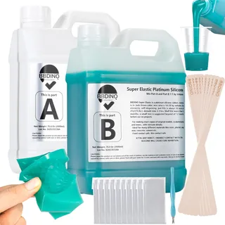 BBDINO Flüssigsilikon-Kautschuk, Super Elastisches Flüssig Silikon zum Gießen, 4000g, Formsilikon, 1A:1B Gemischt Silikon für Silikonformen, Harzformen, Kerzenformen, Gipsformen, Jadegrün