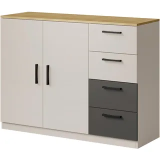 Kommode mit Schubladen Billz 2D4S 120 Kaschmir/Eiche Cremona - Beige