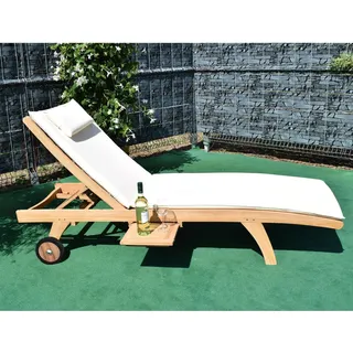 Teako Design Liegenauflage für Gartenliege Görz – 200x58 cm, 5 cm dick, Outdoor Polster in verschiedenen Farben (Creme) - Beige