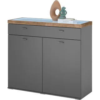 set one by Musterring Sideboard »Lancaster Dielen« inklusive LED-Beleuchtung, mit einem Schubkasten, Breite 121 cm, grau