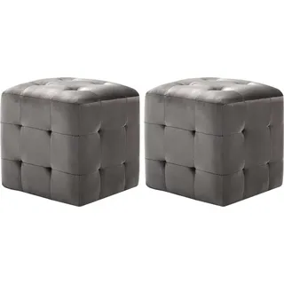 SYFAXTM Pouf 2 Stk. Grau 30x30x30 cm Samtstoff - Grau