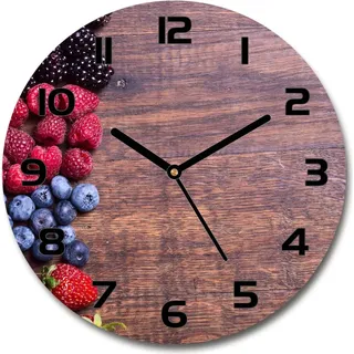 Wanduhr aus Glas 30fi Glasbild Glasuhr Gehärtetes Glas - schwarze-zeiger - Forest fruits
